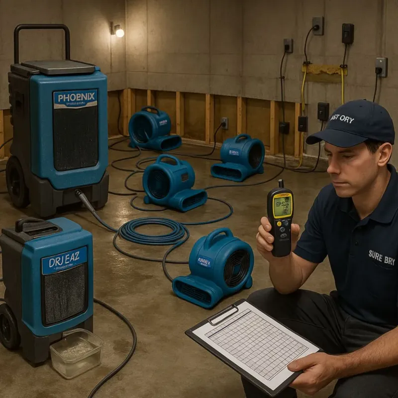 Structural Drying and Dehumidification process in Cumberland, VA